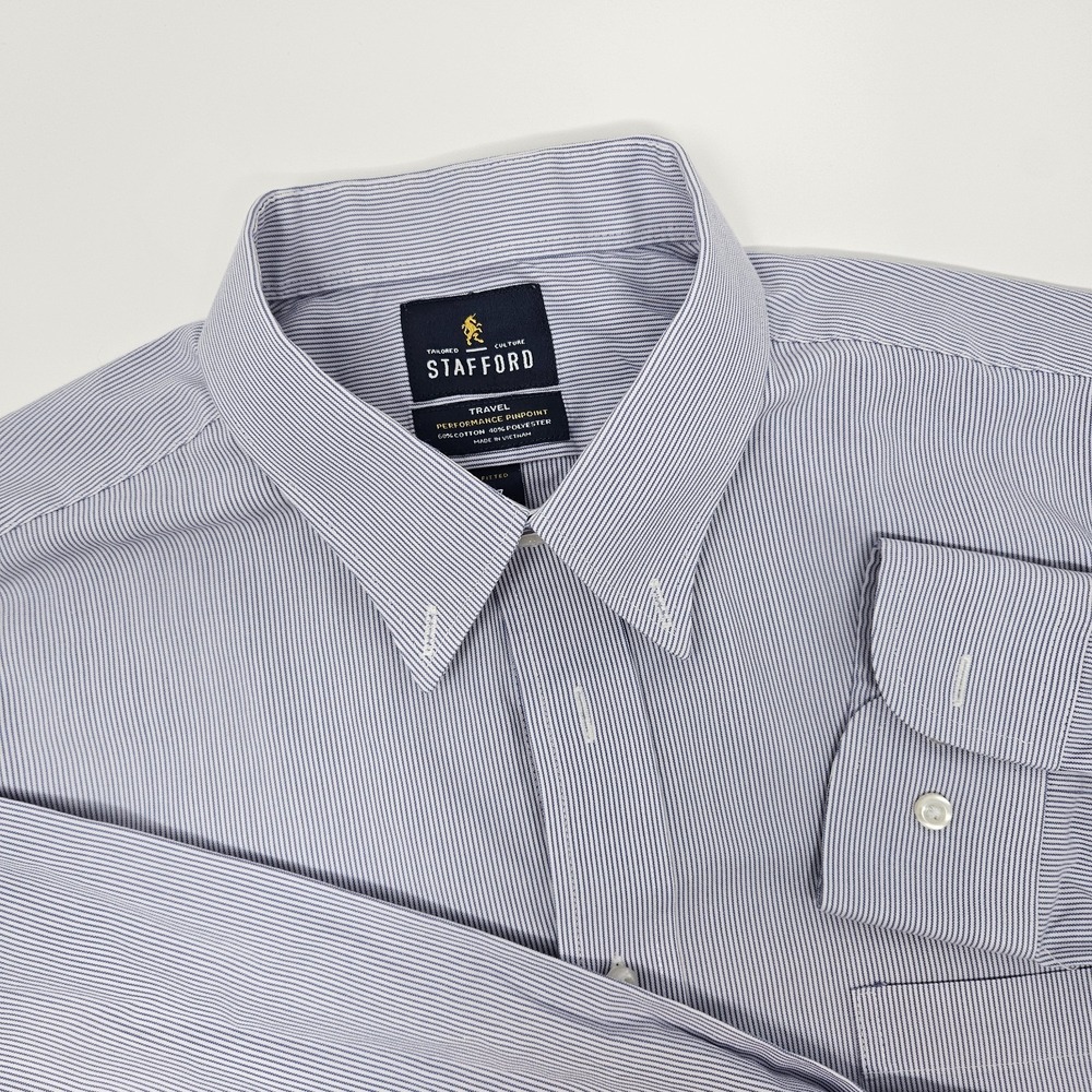 Stafford Travel Wrinkle-Free Stretch Oxford long-sleeve men's shirt 17 32/33